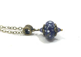 Midnight Blue Lampwork Pendant  Necklace