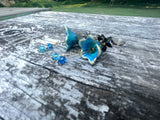 Blue, Aqua and Gold VictorianStyle Lucite Flower Earrings