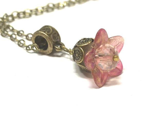 Dainty Pink Flower Necklace