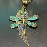 Dragonfly and Wing Necklace -Lapis Blue And Turqoise