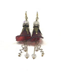 Lucite Flower Earrings- Hand Painted Merlot Calla Lillies